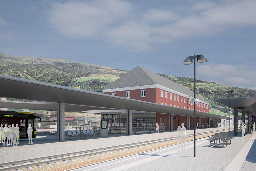 © ÖBB/Ostertag Architects Visualisierung Inselbahnsteig Bahnhof Lienz