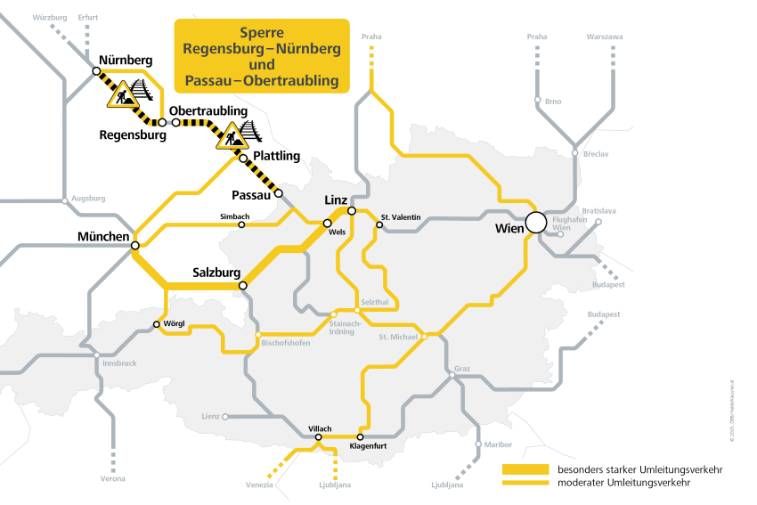 © ÖBB Grafik zu den Sperren der Deutschen Bahn - Güterverkehr