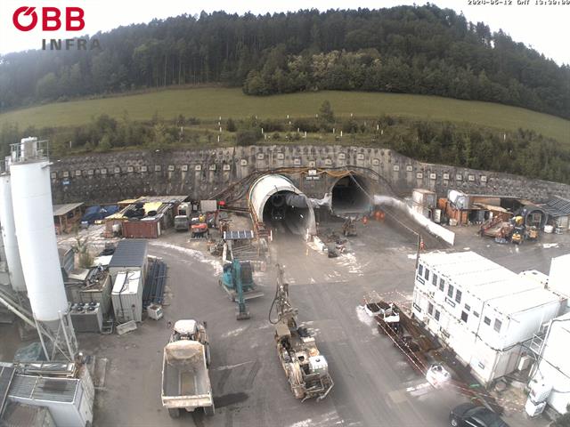 Aktuelles Bild des Tunnelvortriebs, Blickrichtung West